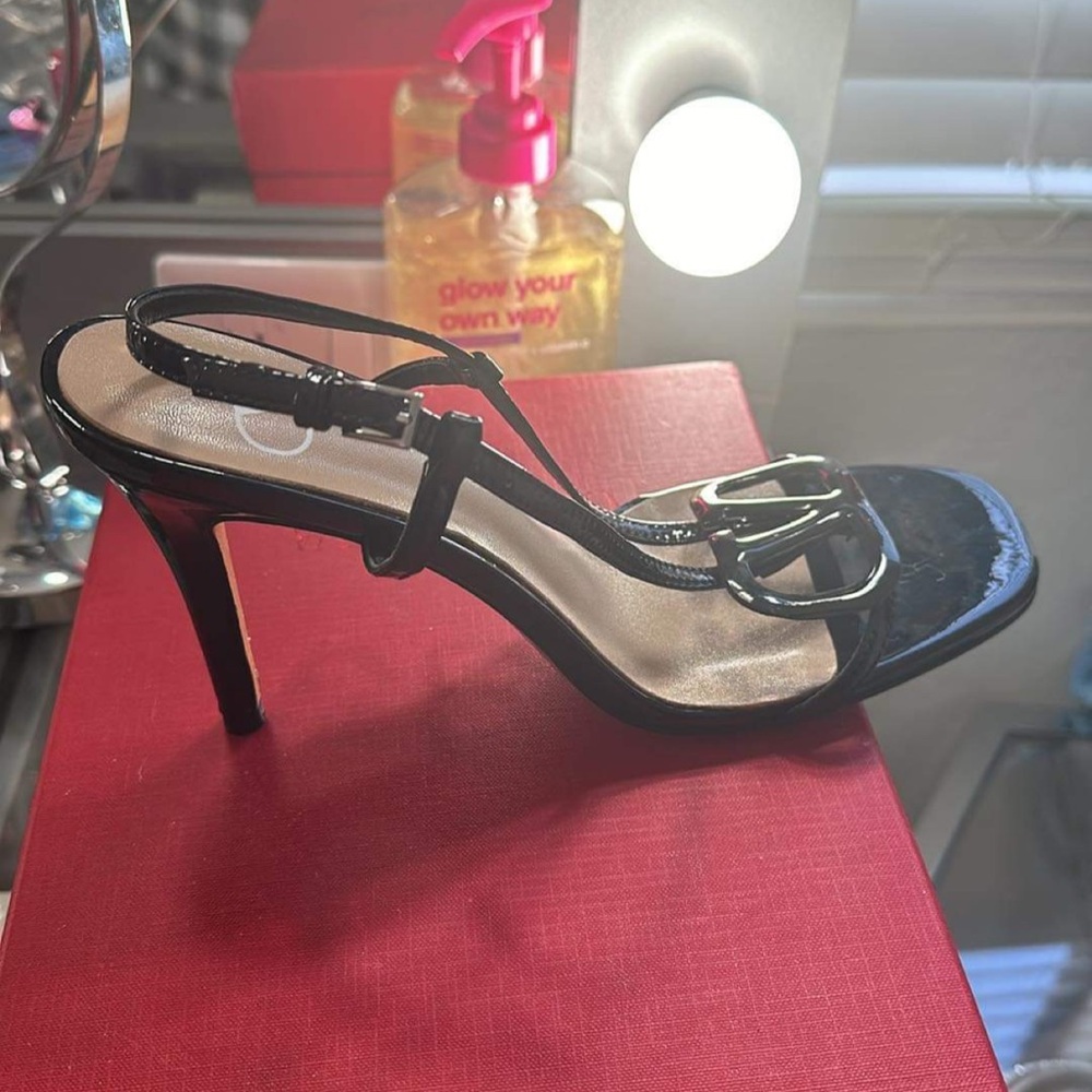 Valentina Black Stiletto Heels with Clear Straps